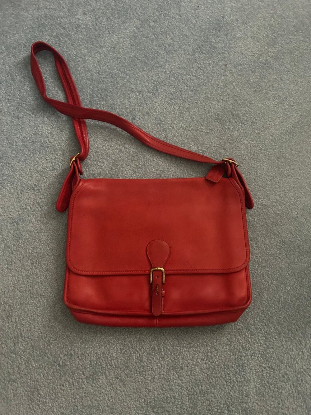 Vintage Coach Smooth Red Leather Messenger bag